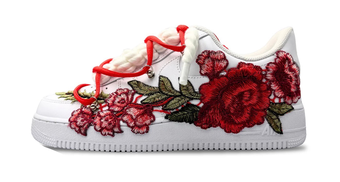 Nike Air Force 1 White "ROSE RED ROPELACE DOUBLE LACE”