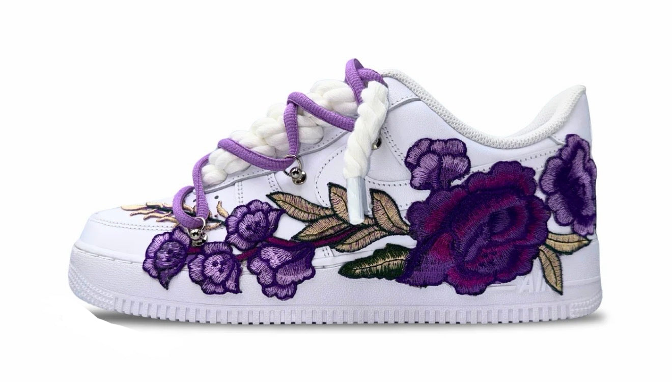 Nike Air Force 1 White "ROSE PURPLE ROPELACE DOUBLE LACE”