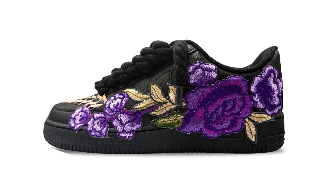 Nike Air Force 1 Black "ROSE PURPLE ROPELACE”
