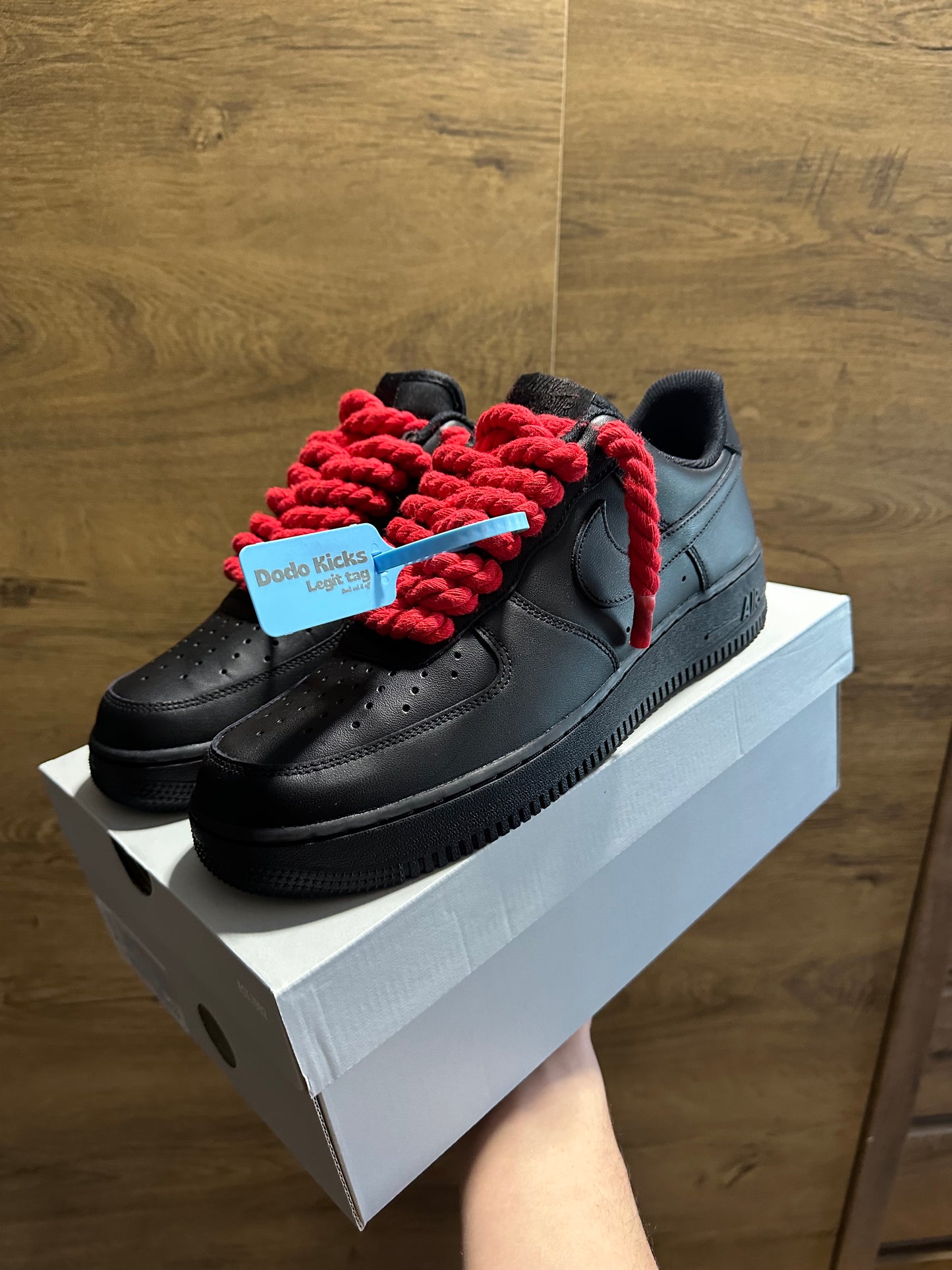 Black Rope Lace Air Force 1 "Red"