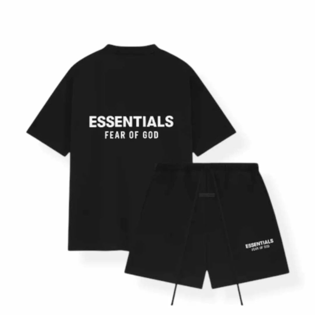 FEAR OF GOD ESSENTIALS JERSEY SHORT SET "Black" (FW24)
