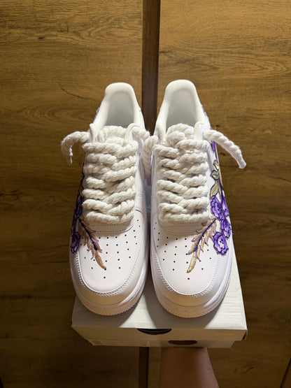 Nike Air Force 1 White "ROSE PURPLE ROPELACE”