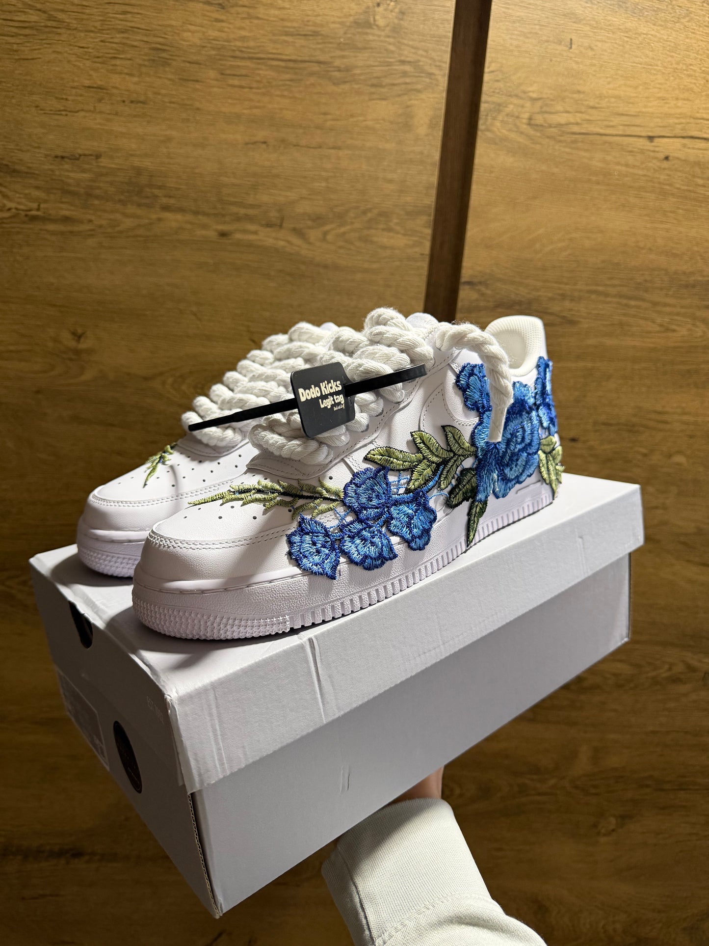 Nike Air Force 1 White "ROSE BLUE ROPELACE”