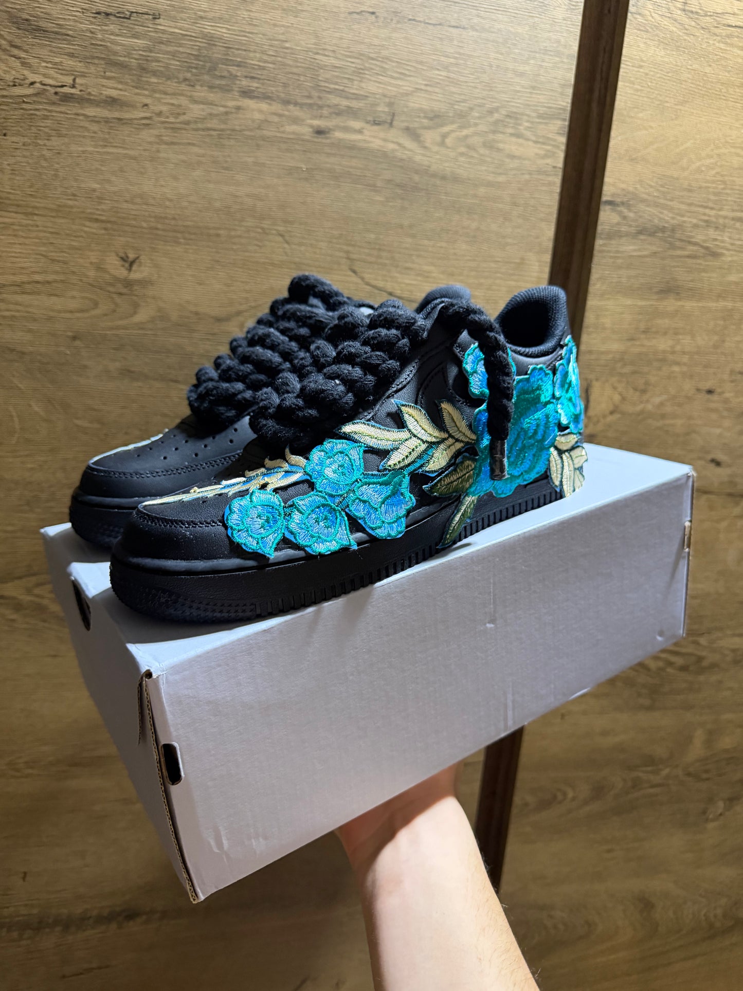 Nike Air Force 1 Black "ROSE CYAN ROPELACE”