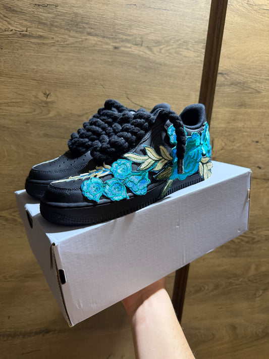Nike Air Force 1 Black "ROSE CYAN ROPELACE”