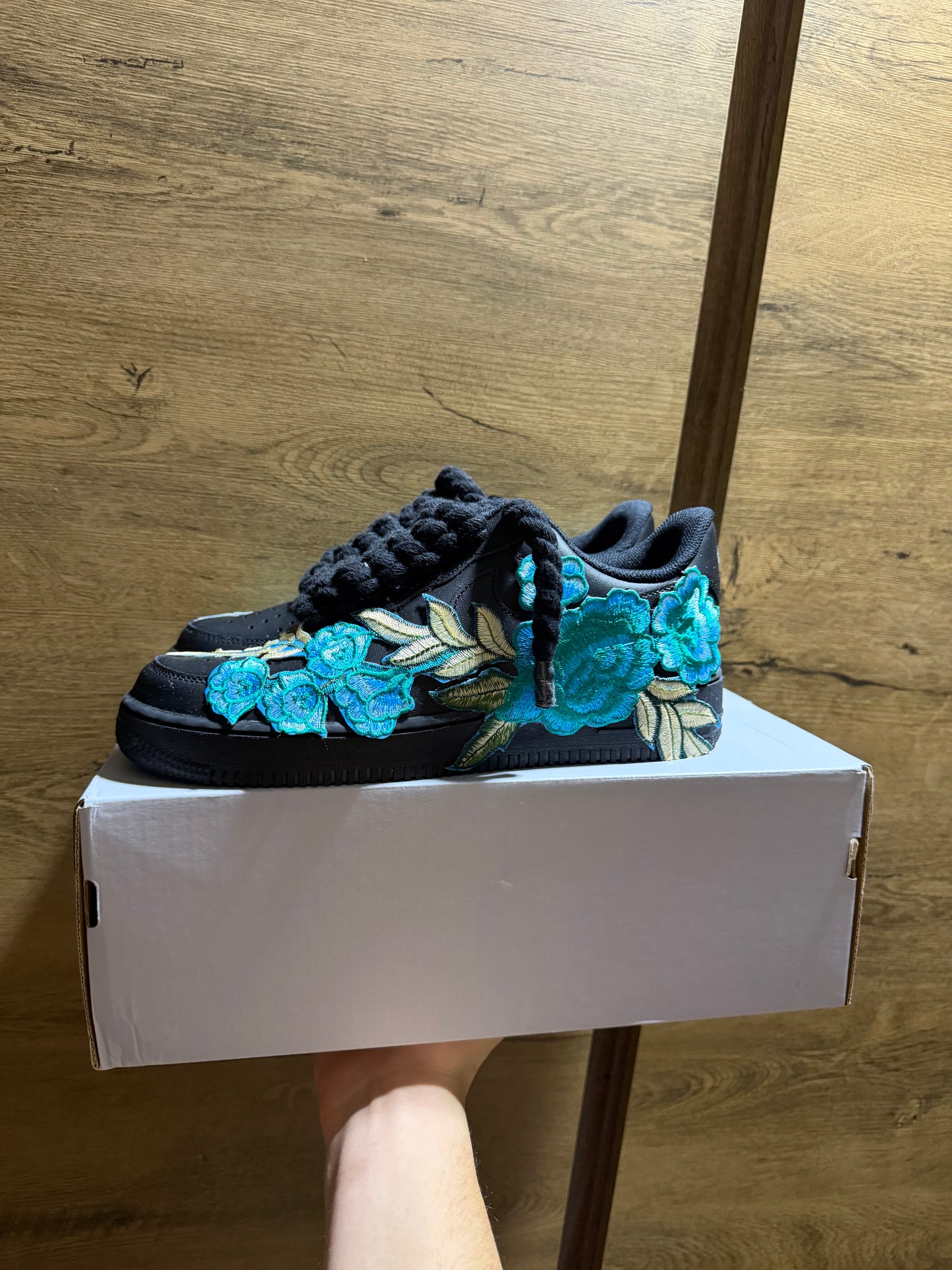 Nike Air Force 1 Black "ROSE CYAN ROPELACE”