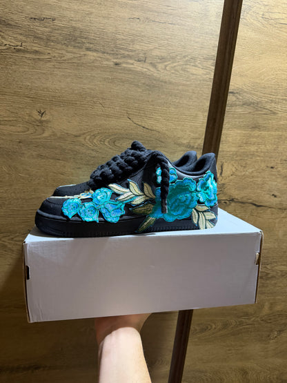 Nike Air Force 1 Black "ROSE CYAN ROPELACE”