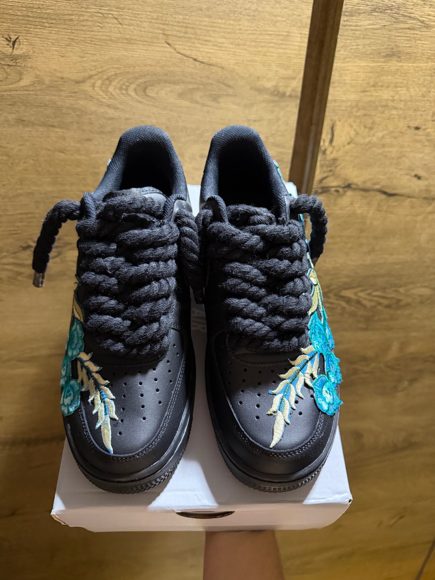 Nike Air Force 1 Black "ROSE CYAN ROPELACE”