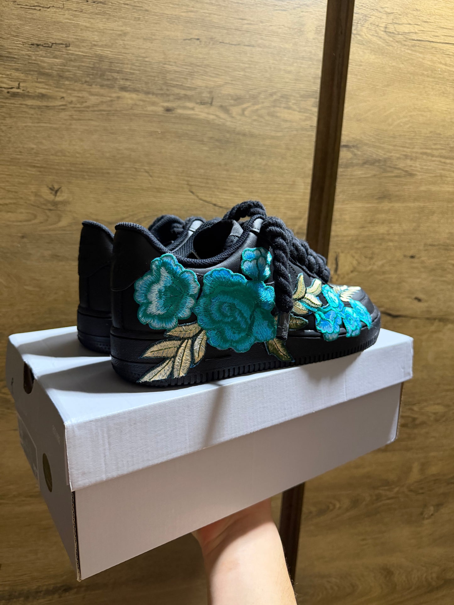 Nike Air Force 1 Black "ROSE CYAN ROPELACE”