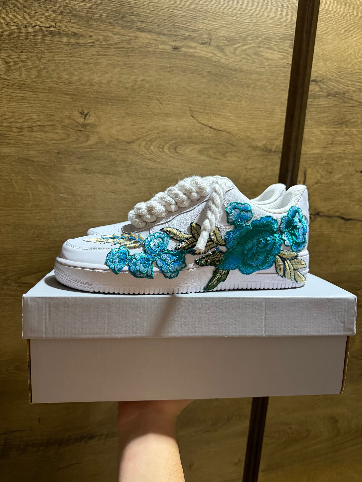 Nike Air Force 1 White "ROSE CYAN ROPELACE”