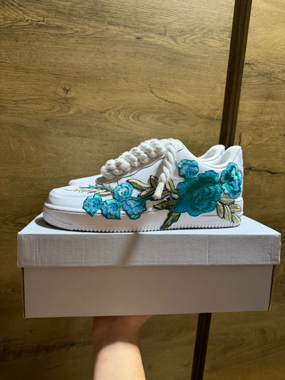 Nike Air Force 1 White "ROSE CYAN ROPELACE”