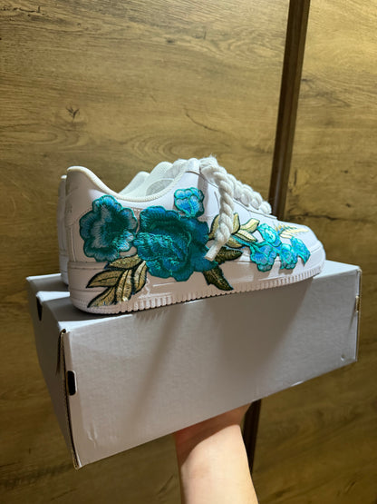 Nike Air Force 1 White "ROSE CYAN ROPELACE”