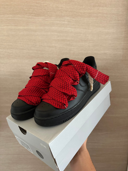 lanvin rope lace Air Force 1 black red