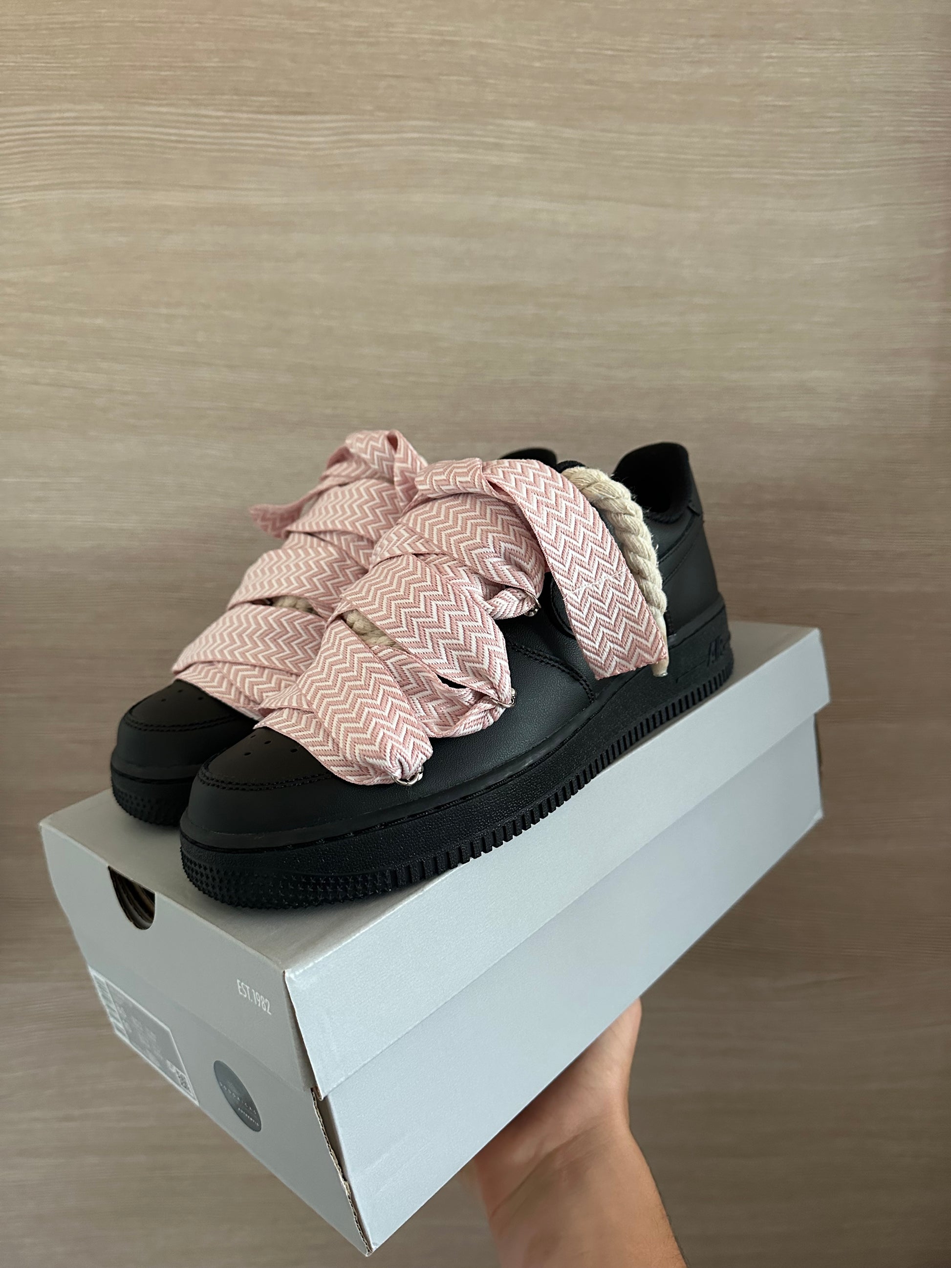 lanvin rope lace Air Force 1 pink black