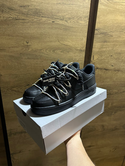 double rope lace Air Force 1 crystal black 