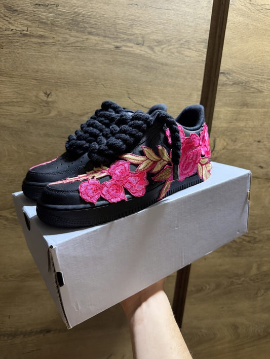 Nike Air Force 1 Black "ROSE PINK ROPELACE”