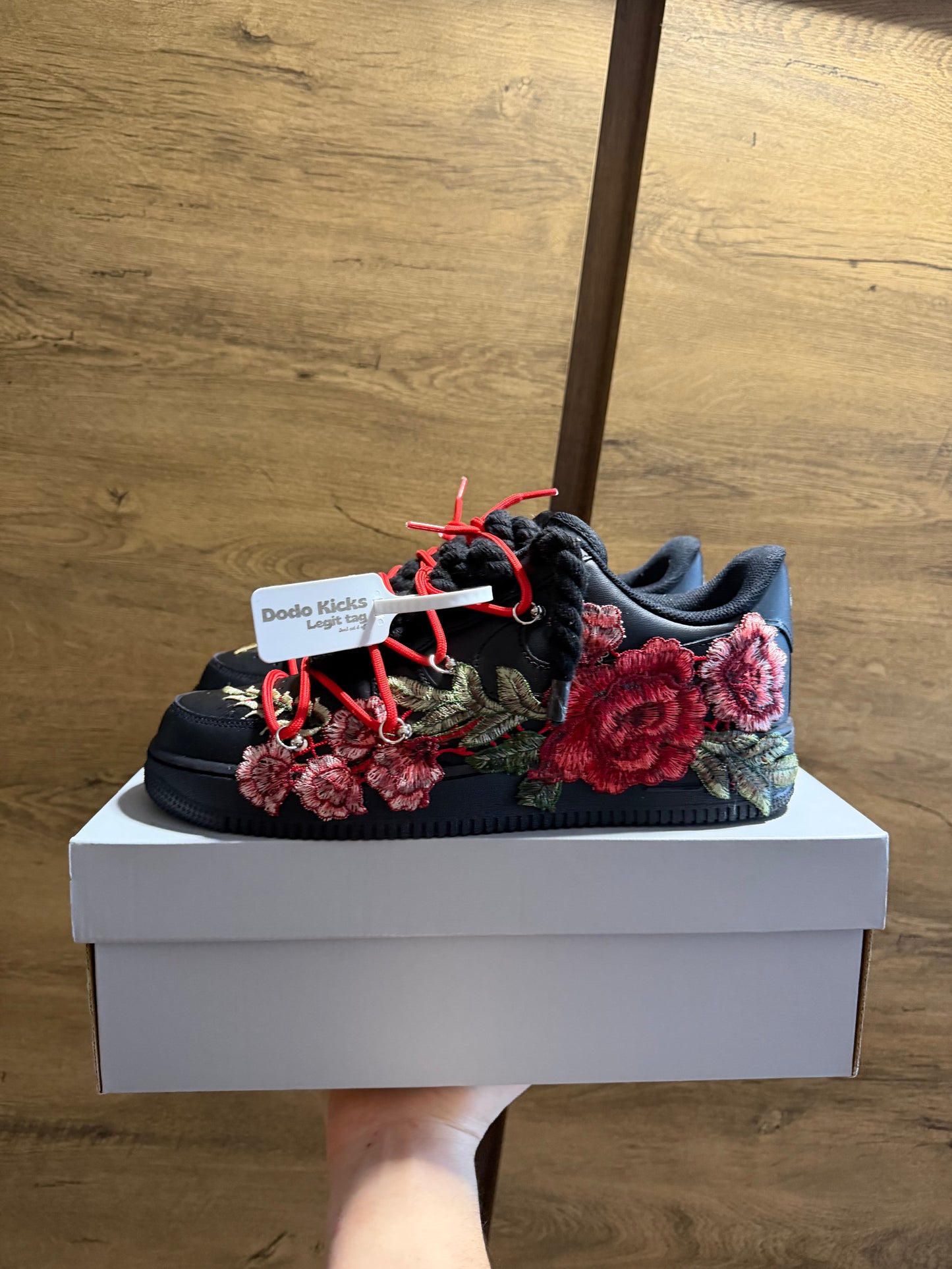  Nike Air Force 1 Black "ROSE RED ROPELACE DOUBLE LACE” oldal nézet