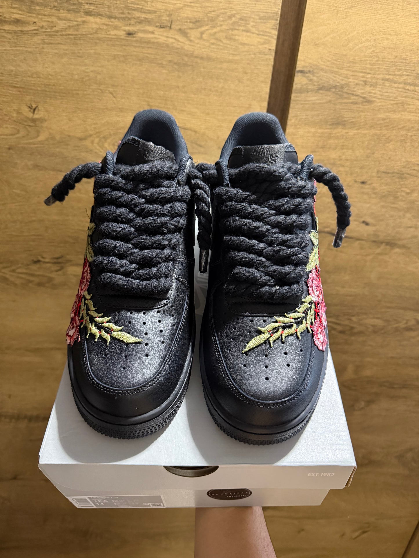 Nike Air Force 1 Black "ROSE ROPELACE” felül nézet