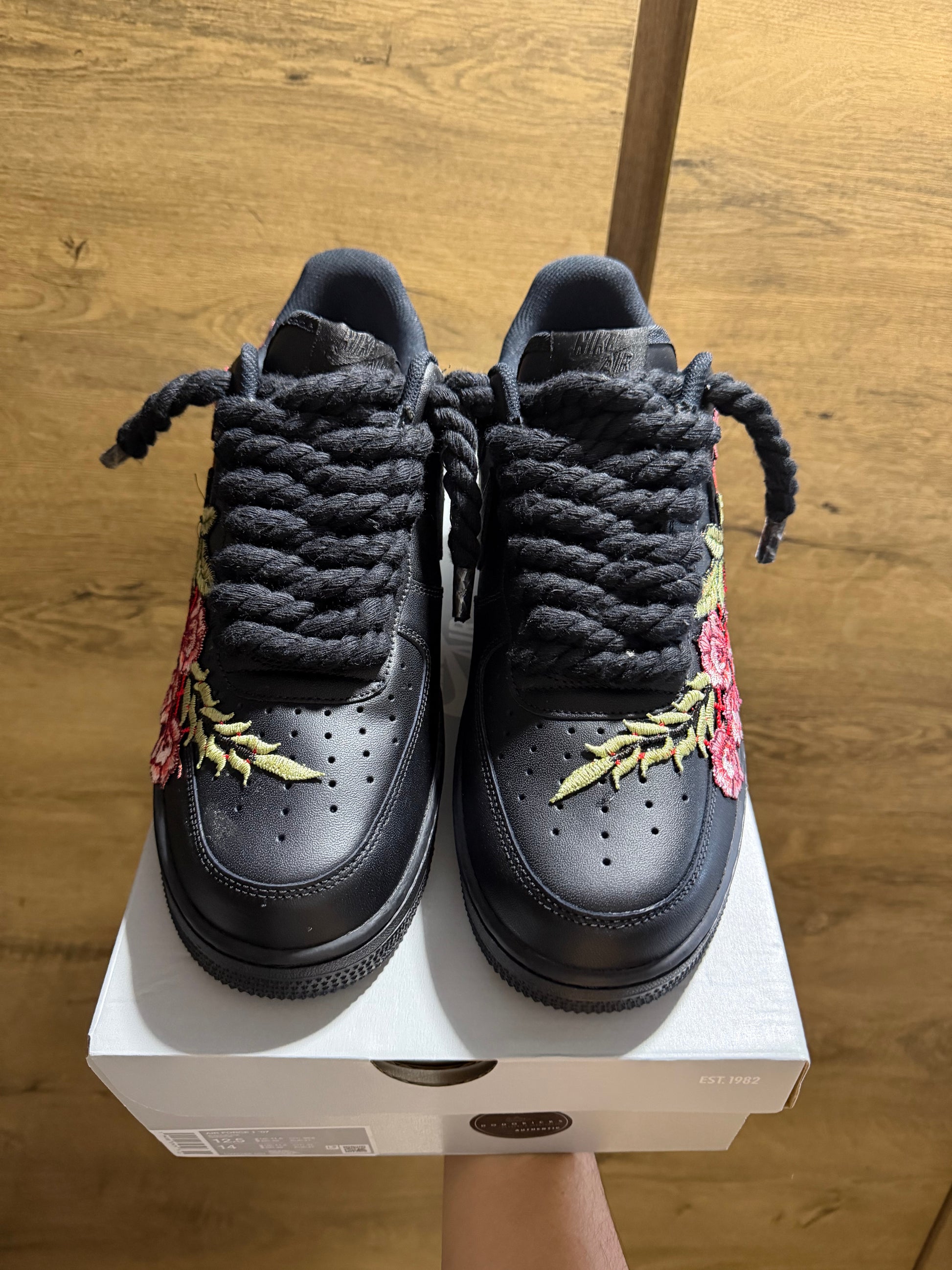 Nike Air Force 1 Black "ROSE ROPELACE” felül nézet