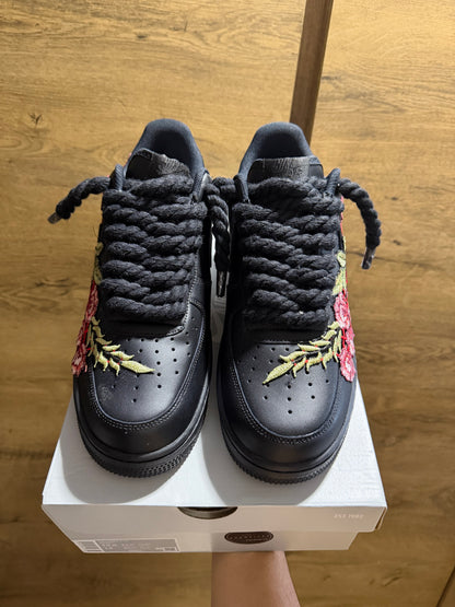 Nike Air Force 1 Black "ROSE ROPELACE” felül nézet
