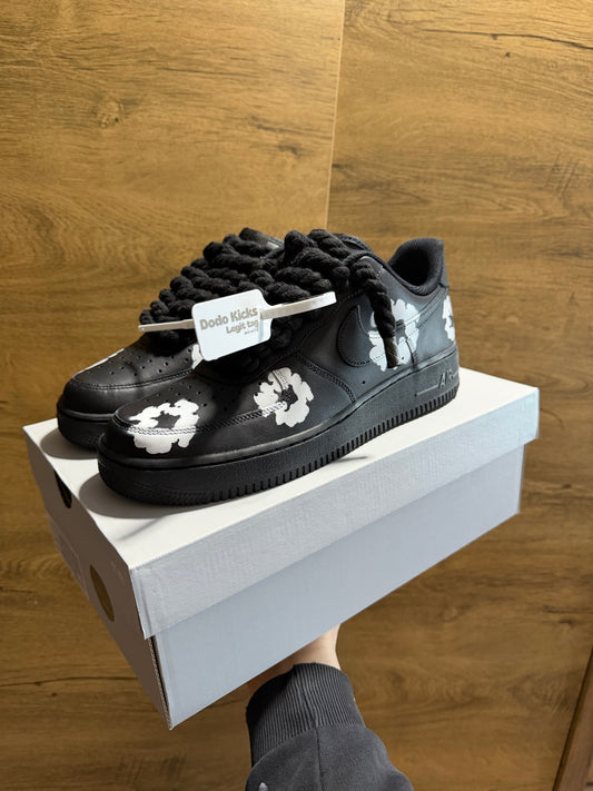 Nike Air Force 1 Black Rope Lace "White Denim Tears”
