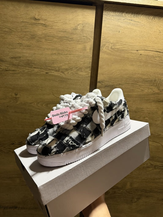 Nike Air Force 1 White  "ROPE DENIM JEANS BLACK WHITE”
