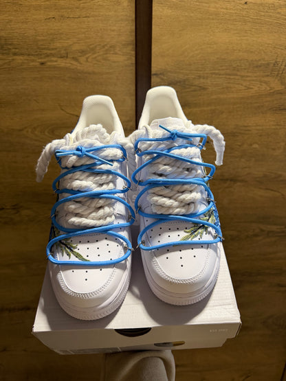 Nike Air Force 1 White "ROSE BLUE ROPELACE DOUBLE LACE” felül  nézet