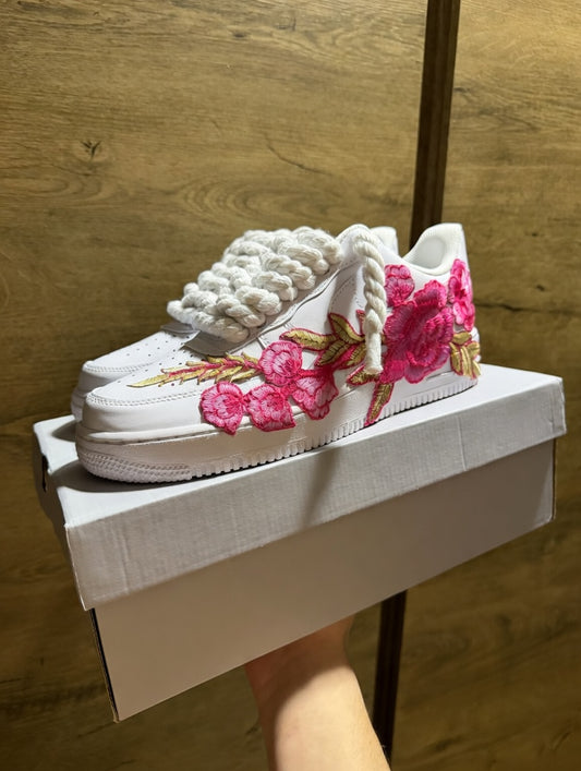 Nike Air Force 1 White "ROSE PINK ROPELACE”