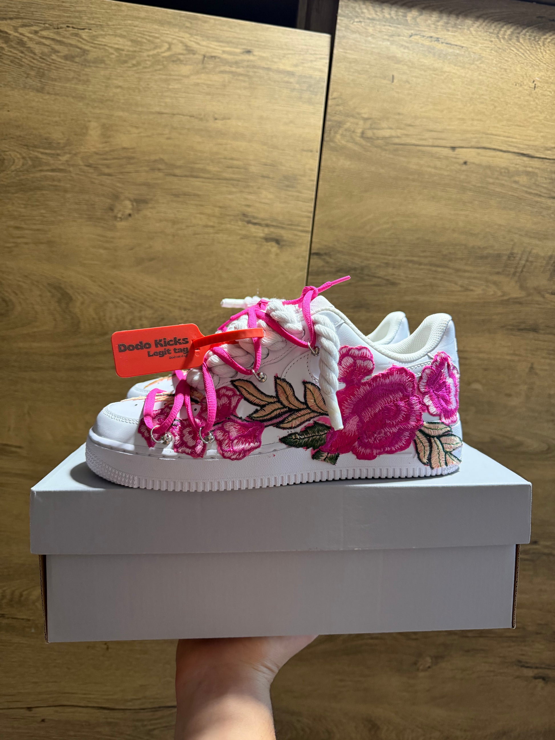 Nike Air Force 1 White "ROSE PINK ROPELACE DOUBLE LACE” oldal nézet