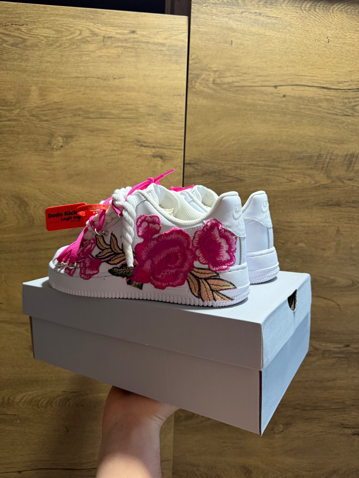 Nike Air Force 1 White "ROSE PINK ROPELACE DOUBLE LACE” sarok nézet