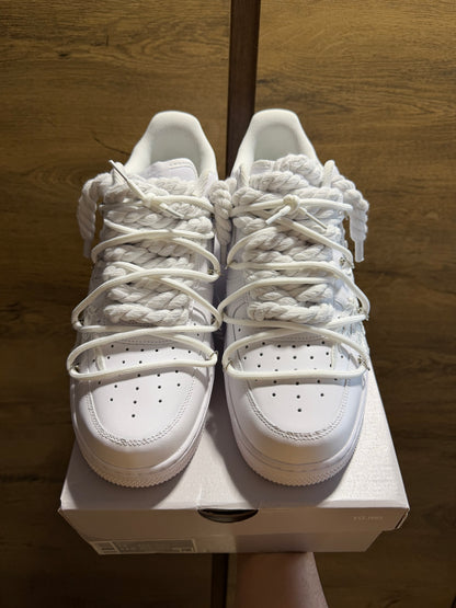 Nike Air Force 1 White "ROSE WHITE ROPELACE DOUBLE LACE” felső nézet