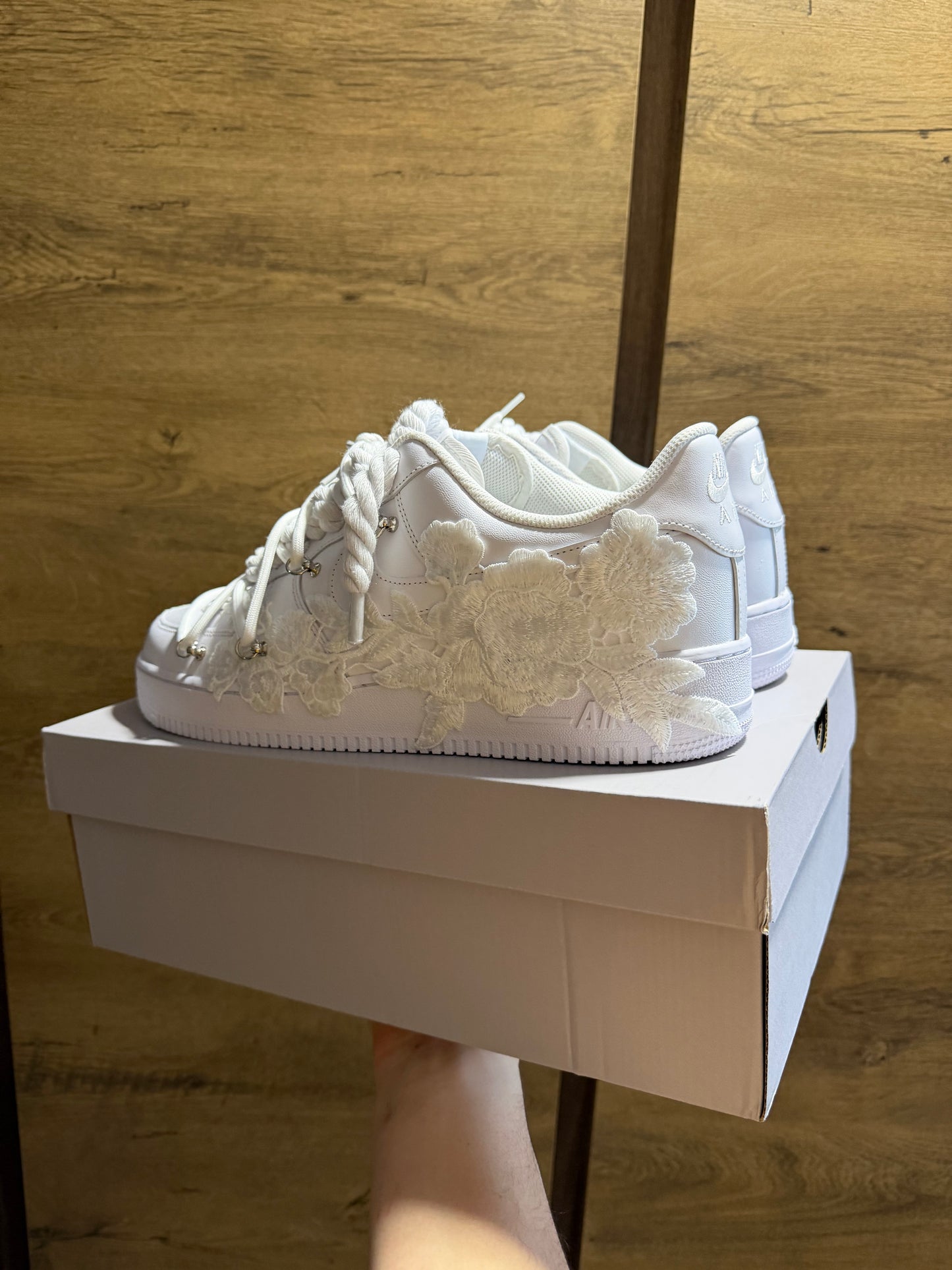 Nike Air Force 1 White "ROSE WHITE ROPELACE DOUBLE LACE” sarok nézet