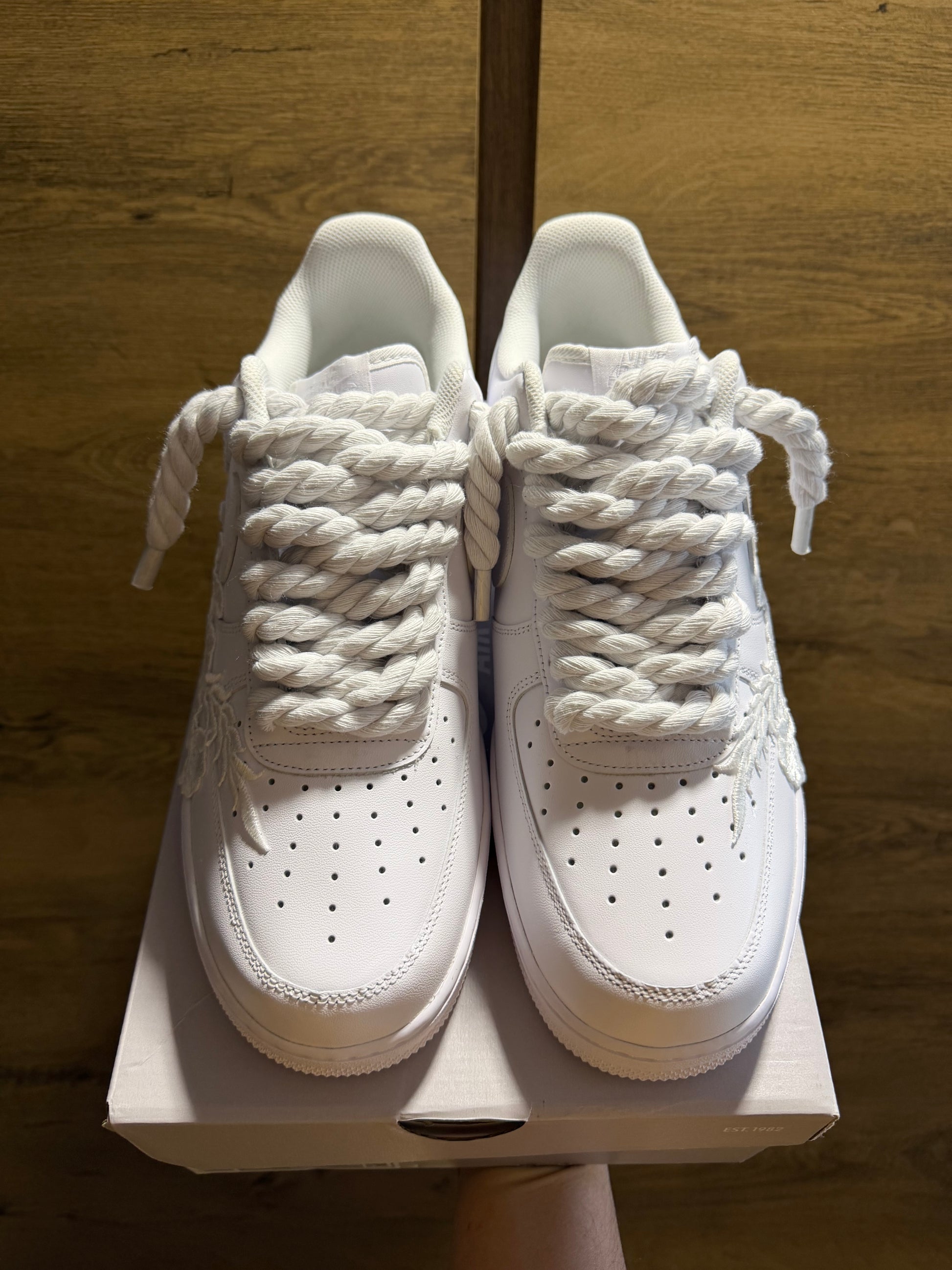 Nike Air Force 1 White "ROSE WHITE ROPELACE” felső nézet