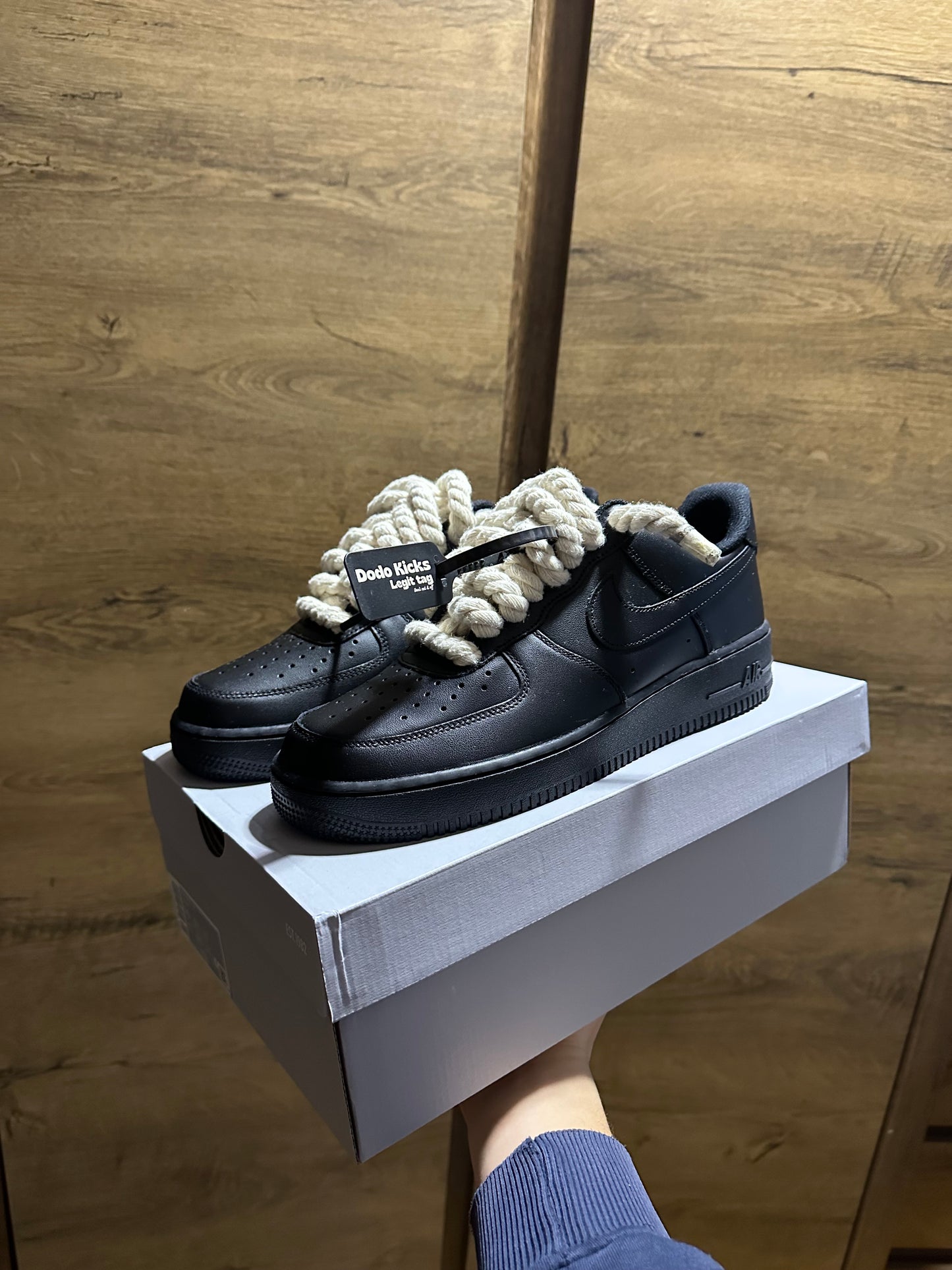 Nike Black Rope Lace Air Force 1 bézs