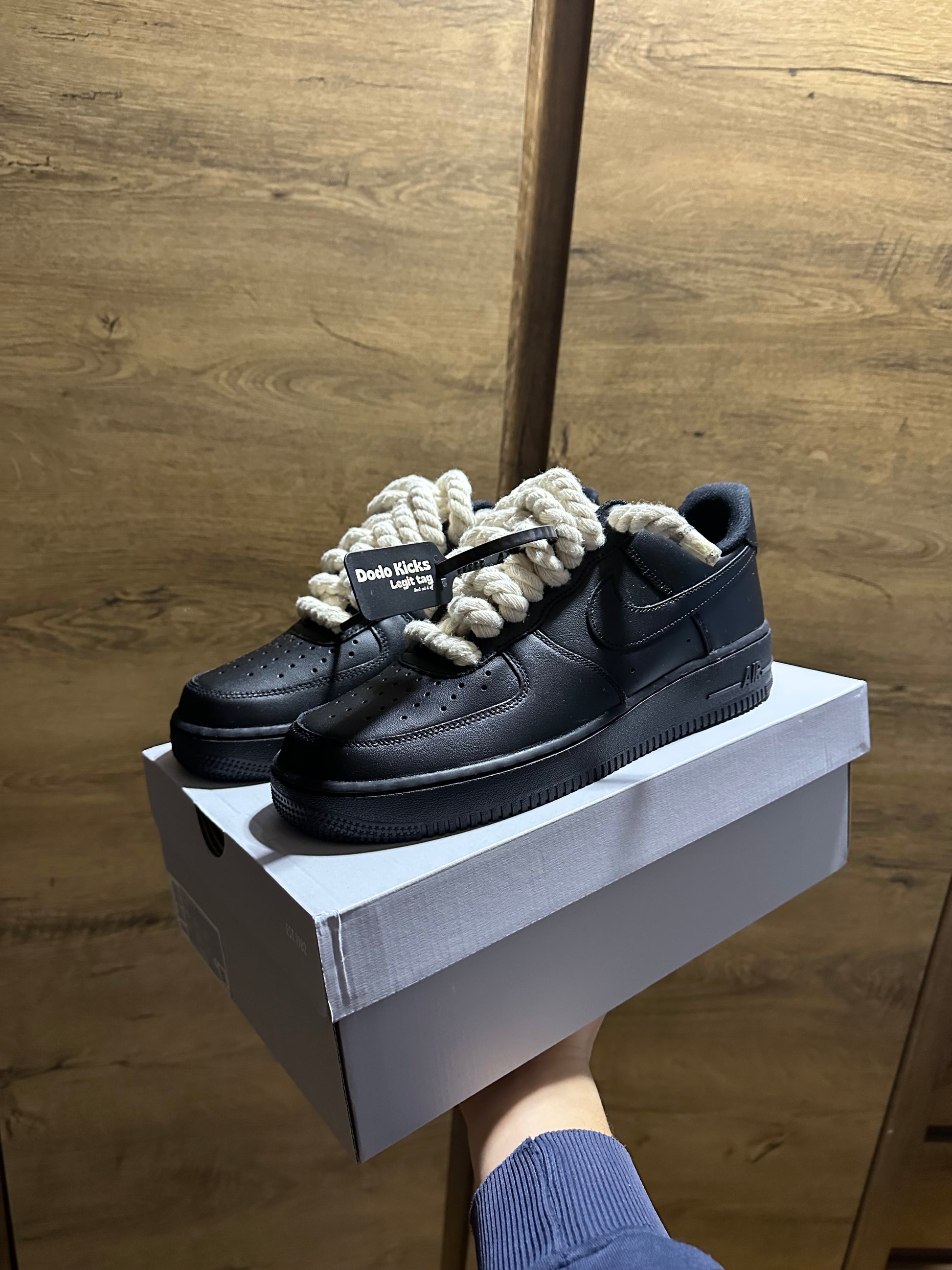 Nike Black Rope Lace Air Force 1 bézs