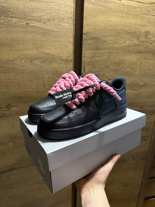 Nike Black Rope Lace Air Force 1 pink