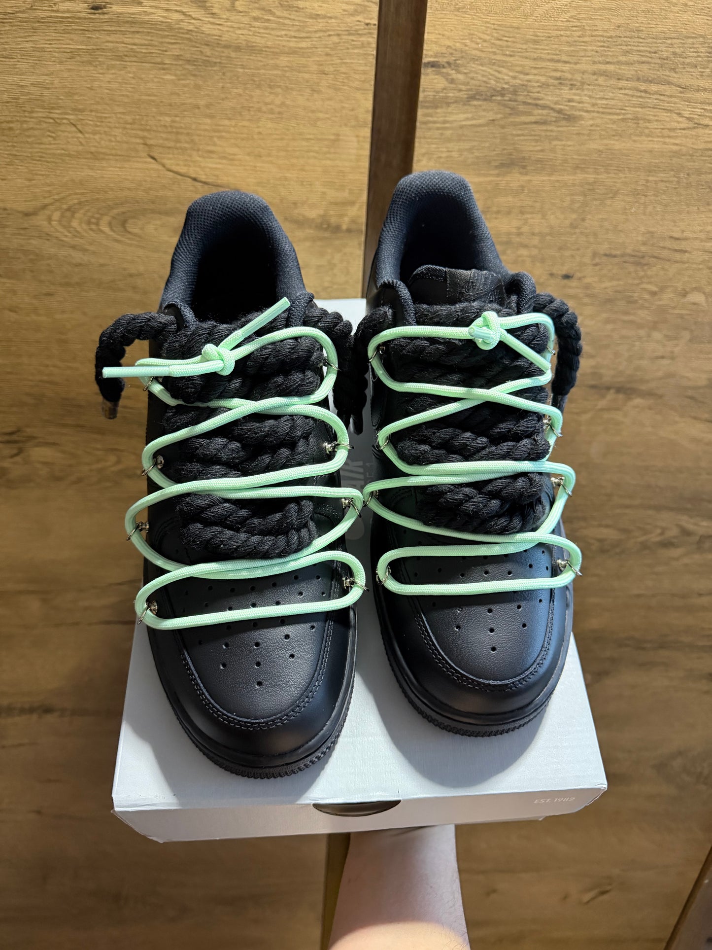 Nike Black Rope Lace "Extra Black-Mint" felső nézet