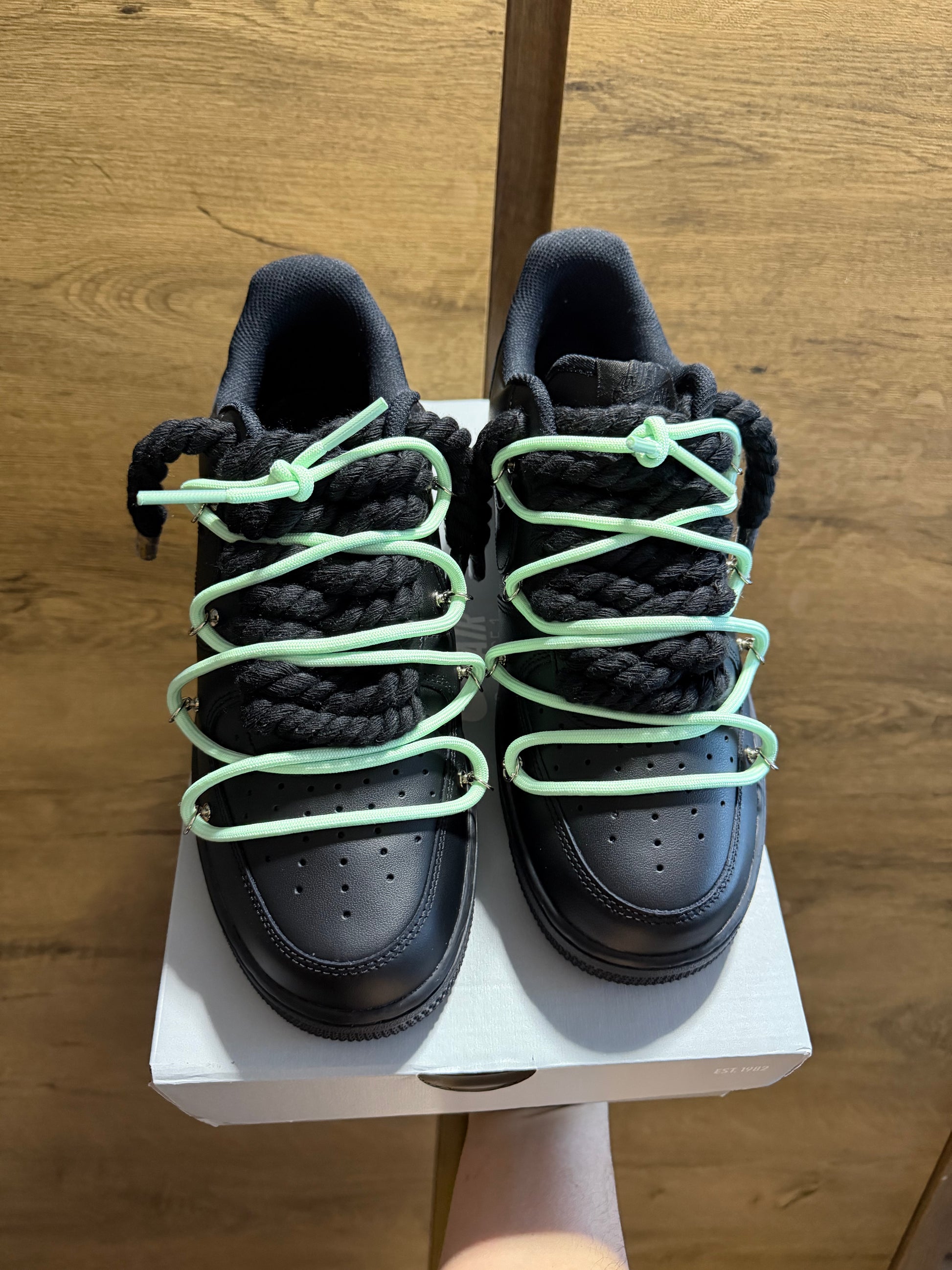 Nike Black Rope Lace "Extra Black-Mint" felső nézet