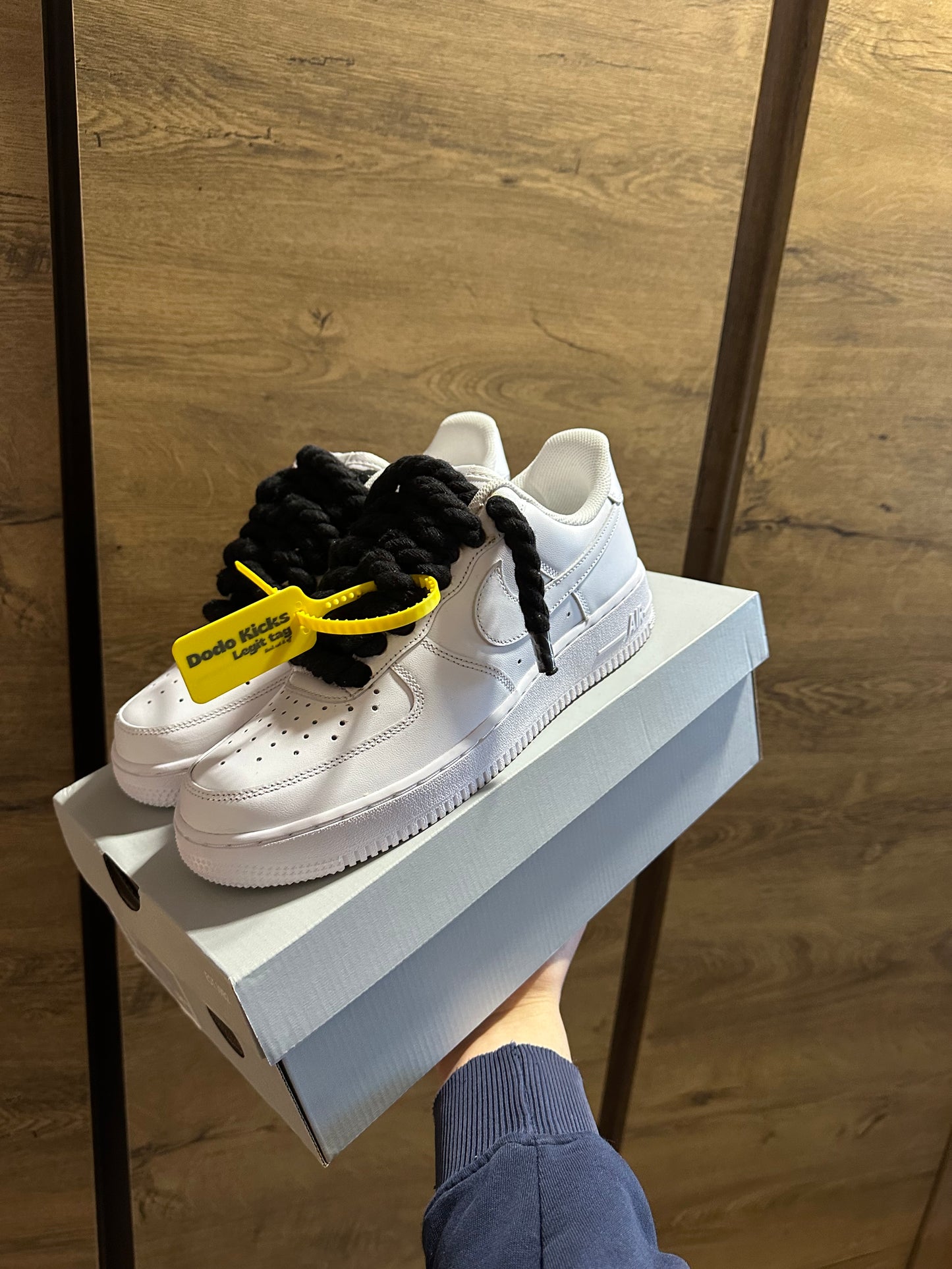 Nike White Rope Lace Air Force 1 fekete