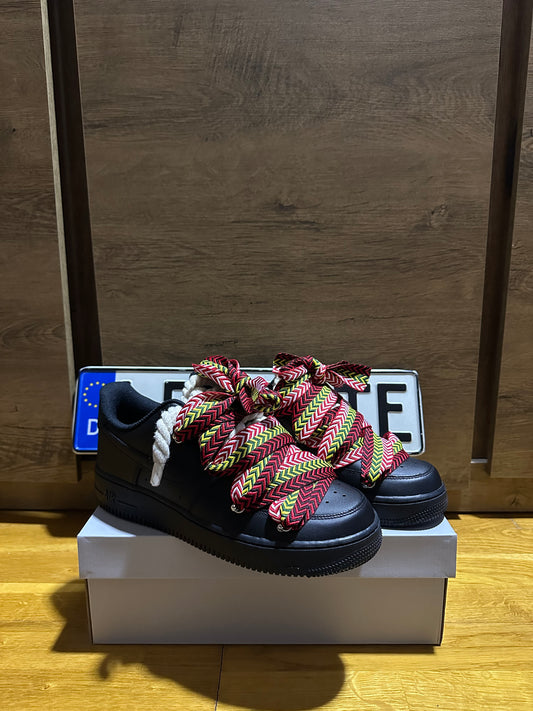 lanvin rope lace Air Force 1 black red green beige szembe nézet