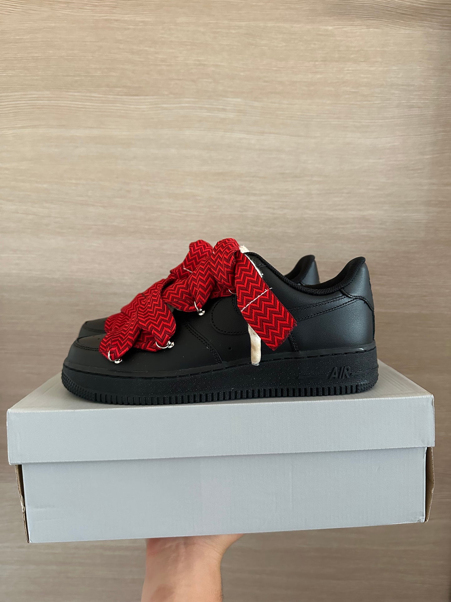 lanvin rope lace Air Force 1 black red oldal nézet