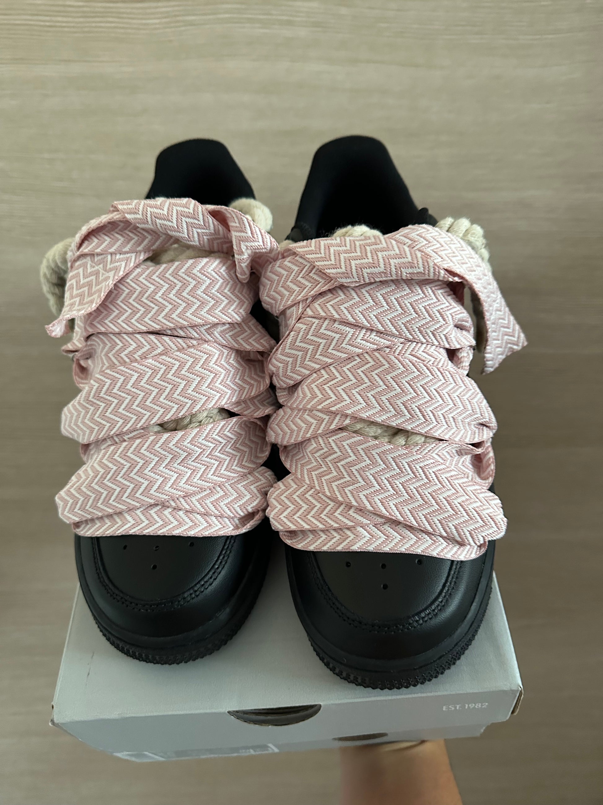 lanvin rope lace Air Force 1 pink black felül nézet