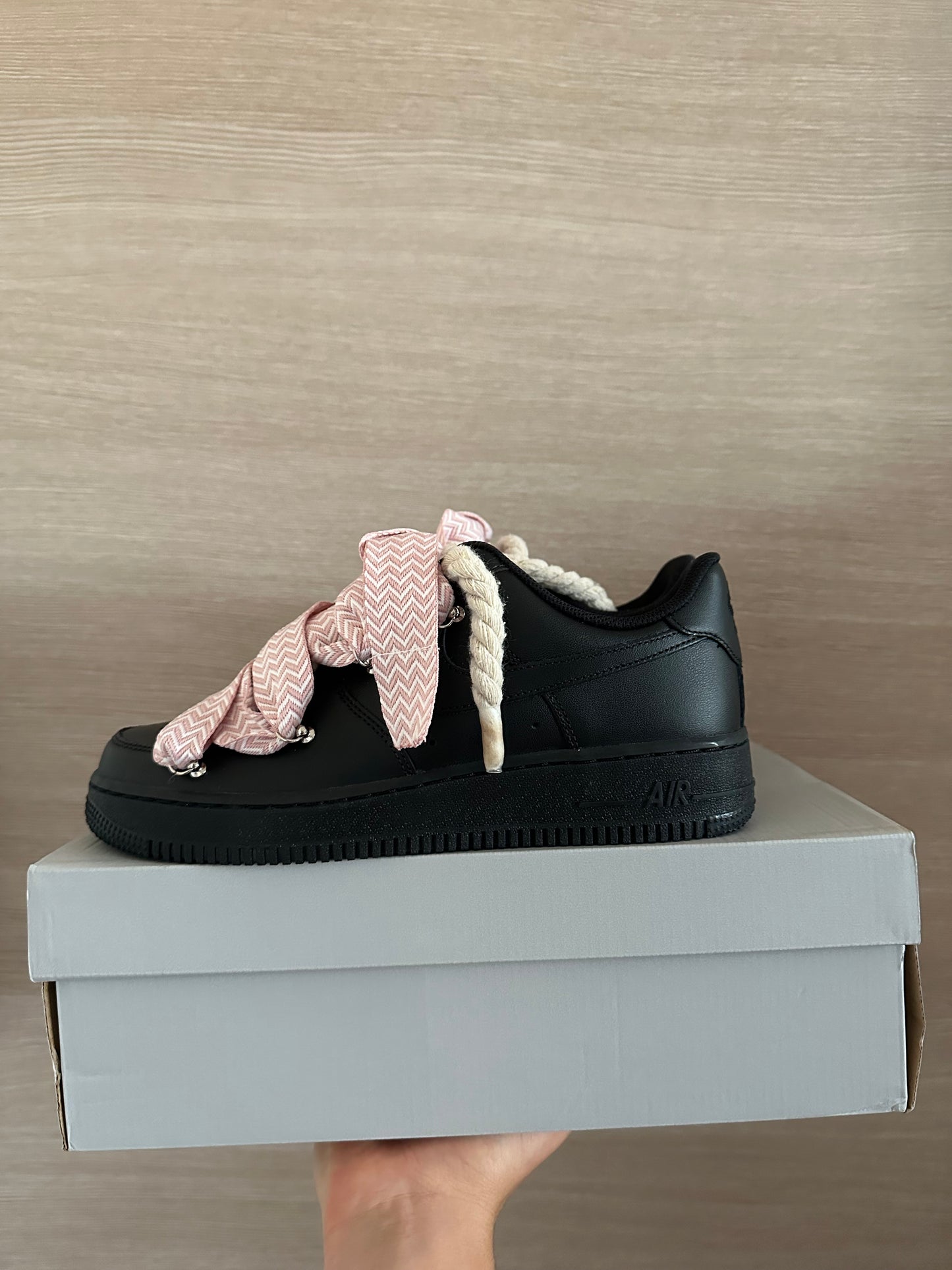 lanvin rope lace Air Force 1 pink black oldal nézet